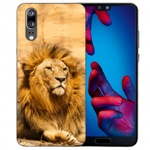 Silikon Case TPU Hülle mit Löwe Bild Druck für Huawei P20 Etui
