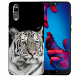 Huawei P20 Silikon Case TPU Hülle mit Tiger Bild namen Druck 