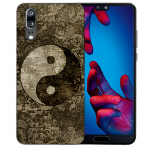 Huawei P20 Handy Hülle Silikon TPU Case mit Fotodruck Yin Yang