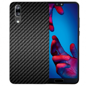 Silikon Case TPU Hülle mit Carbon Optik Bild Druck für Huawei P20 Etui