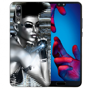 Huawei P20 Schutzhülle Silikon TPU Hülle mit Robot Girl Fotodruck 