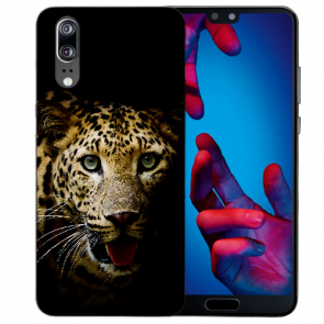 Huawei P20 Silikon Case TPU Hülle mit Leopard Bild namen Druck 