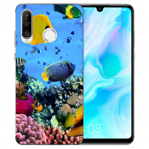 Huawei P30 Lite New Edition Silikon TPU Hülle mit Bilddruck Korallenfische