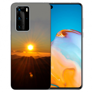 Silikon TPU Hülle für Huawei P40 mit Bilddruck Sonnenaufgang Etui