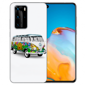 Silikon TPU Hülle für Huawei P40 mit Bilddruck Hippie Bus Etui