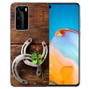 Silikon TPU Hülle mit Holz hufeisen Bilddruck für Huawei P40 Pro Case