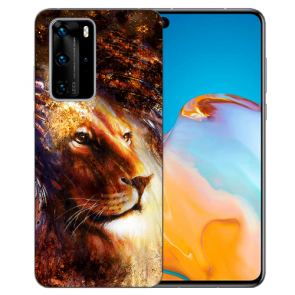 Silikon TPU Hülle mit LöwenKopf Porträt Bilddruck für Huawei P40 Pro Case