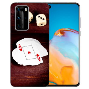 Silikon TPU Hülle für Huawei P40 mit Spielkarten-Würfel Bilddruck 