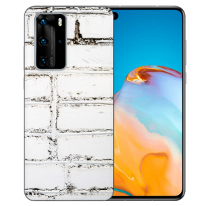 Huawei P40 Silikon TPU Handy Hülle mit Bilddruck Weiße Mauer Etui