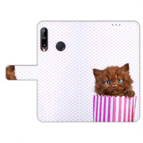 Handy Hülle für Huawei Y9 (2019) mit Fotodruck Kätzchen Braun Tasche