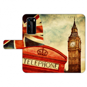 Handy Hülle Tasche für Huawei P40 mit Big Ben London Bilddruck Etui