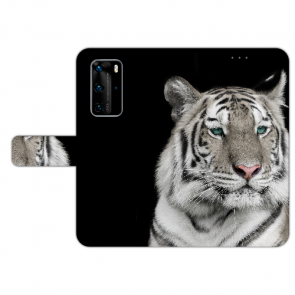 Huawei P40 Pro Schutzhülle Handy Tasche mit Bilddruck Tiger Etui