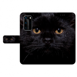 Handy Tasche mit Bilddruck Schwarz Katze für Huawei P40 Pro 