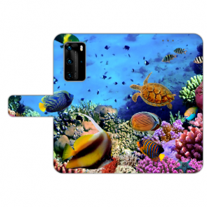 Huawei P40 Handy Hülle Tasche mit Aquarium Schildkröten Fotodruck 