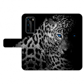 Huawei P40 Pro Handy Hülle mit Fotodruck Leopard mit blauen Augen