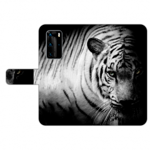 Huawei P40 Schutzhülle Handy Hülle mit Tiger Schwarz Weiß Fotodruck 