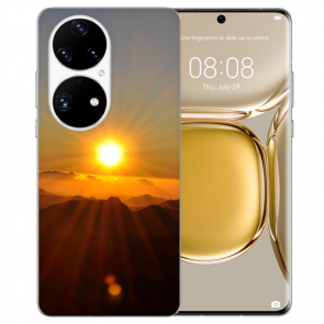Schutzhülle Silikon TPU für Huawei P50 Handy Hülle mit Fotodruck Sonnenaufgang