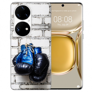 Huawei P50 Schutzhülle Silikon TPU Handy Hülle mit Bilddruck Boxhandschuhe