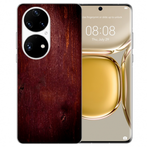 Silikon TPU Cover Case für Huawei P50 Handy Hülle mit Fotodruck Eichenholz -Optik