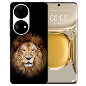 Schutzhülle Silikon TPU Handy Hülle für Huawei P50 mit Bilddruck Löwenkopf