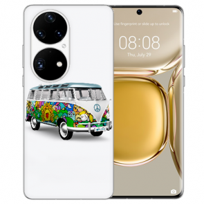 Schutzhülle Silikon TPU für Huawei P50 Handy Hülle mit Fotodruck Hippie Bus