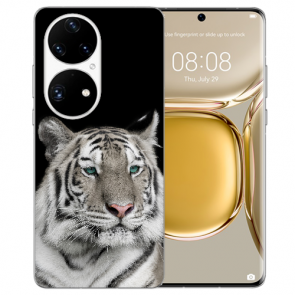 Schutzhülle Silikon TPU Handy Hülle mit Bilddruck Tiger für Huawei P50 