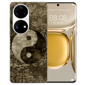 Huawei P50 Schutzhülle Silikon TPU Handy Hülle mit Yin Yang Fotodruck 