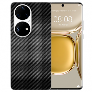 Schutzhülle Silikon TPU Handy Hülle für Huawei P50 mit Bilddruck Carbon Optik