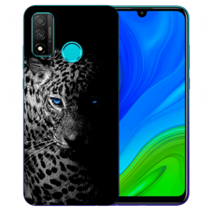 Huawei P Smart 2020 TPU Hülle mit Fotodruck Leopard mit blauen Augen Etui