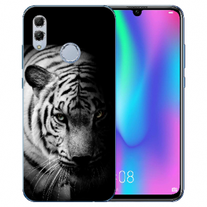 Huawei Honor 10 Lite Silikon TPU mit Fotodruck Tiger Schwarz Weiß