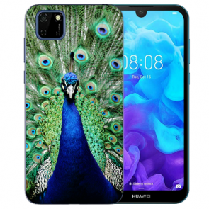 Huawei Y5P (2020) TPU Hülle mit Fotodruck Pfau Etui