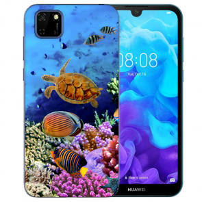 Huawei Y5P (2020) TPU Hülle mit Fotodruck Aquarium Schildkröten Etui