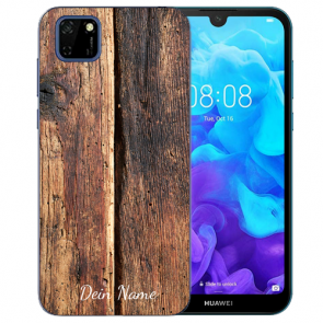 Huawei Y5P (2020) TPU Hülle mit Fotodruck HolzOptik Etui