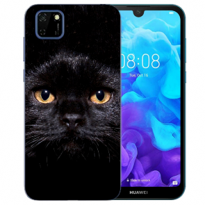 Huawei Y5P (2020) TPU Hülle mit Fotodruck Schwarze Katze Etui