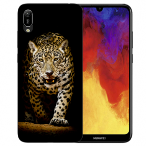 Huawei Y5 (2019) Silikon TPU Hülle mit Bilddruck Leopard beim Jagd