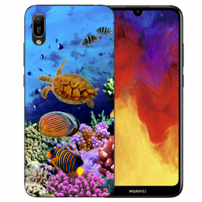 Huawei Y5 (2019) Silikon TPU mit Bilddruck Aquarium Schildkröten