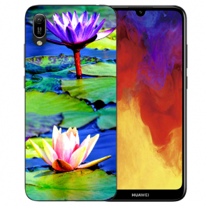 Huawei Y5 (2019) Silikon TPU Handy Hülle mit Bilddruck Lotosblumen