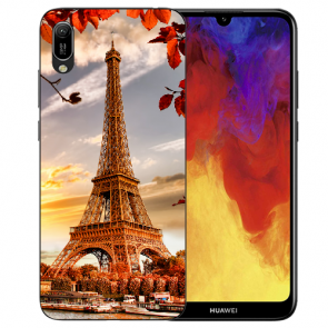 Huawei Y6 (2019) Silikon TPU Hülle mit Eiffelturm Bilddruck Etui