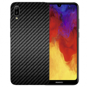 Huawei Y6 (2019) Silikon TPU Schutzhülle mit Carbon Optik Bilddruck 