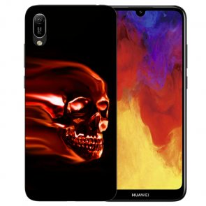 Huawei Y6 (2019) Silikon TPU Hülle mit Bilddruck Totenschädel Etui 