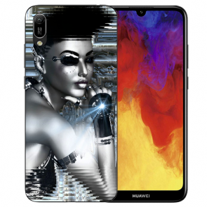 Huawei Y5 (2019) Silikon TPU Handy Hülle mit Bilddruck Robot Girl