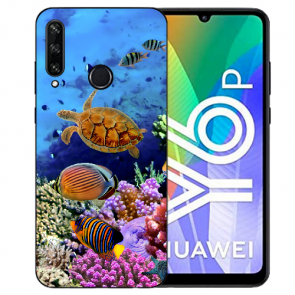 Huawei Y6P (2020) TPU Hülle mit Fotodruck Aquarium Schildkröten Etui