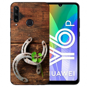 Huawei Y6P (2020) TPU Hülle mit Fotodruck Holz hufeisen Etui