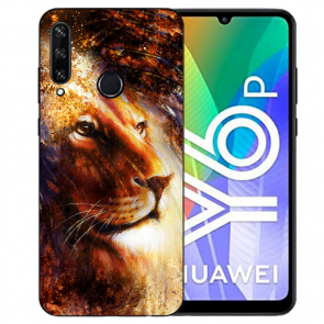 Huawei Y6P (2020) TPU Hülle mit Fotodruck Löwenkopf Porträt Etui