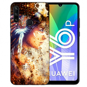 Huawei Y6P (2020) TPU Hülle mit Fotodruck Indianerin Porträt Etui