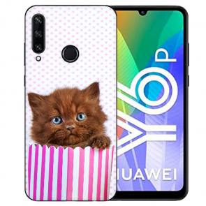 Huawei Y6P (2020) TPU Hülle mit Fotodruck Kätzchen Braun Etui