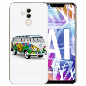 Huawei Mate 20 Lite Silikon TPU Handy Hülle mit Fotodruck Hippie Bus 