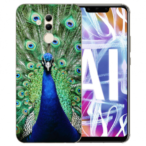 Silikon Schutzhülle TPU für Huawei Mate 20 Lite mit Pfau Bilddruck