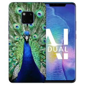 Huawei Mate 20 Pro Silikon TPU Schutzhülle mit Foto Druck Pfau