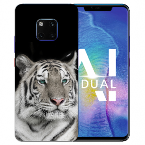 Huawei Mate 20 Pro Silikon TPU Case Schutzhülle mit Tiger Foto Druck